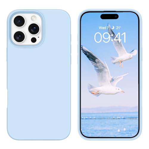 GUAGUA for iPhone 16 Pro Max Case Liquid Silicone Soft Gel Rubber Slim Microfiber Lining Cushion Texture Cover Shockproof Protective Phone Case for iPhone 16 Pro Max 6.9 Inch, Light Blue - color: Light Blue, size: iPhone 16 Pro Max
