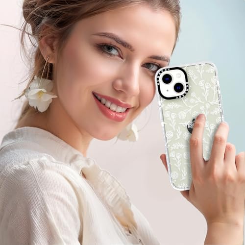 Dumkery Cute White Flowers Case Compatible with iPhone 13 Case, Clear Floral iPhone 14 Case with Aesthetic Pattern, Soft TPU Full Body Protection Shockproof Slim Cases Cover for Girls Women - size: iPhone 13/iPhone 14