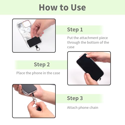 2pcs Clip and Go Strap for Phone with Wallet Crossbody Strap with Pouch - color: Green+black