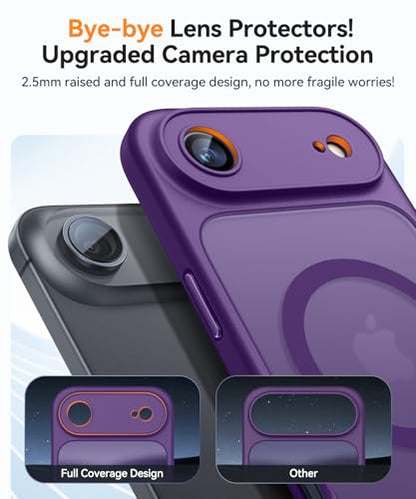 CANSHN Magnetic Compatible with iPhone Air Case(6.5 Inch), Upgraded [Full Camera Protection] [Compatible with Magsafe] [Translucent Matte] Shockproof Phone Cover for iPhone 17 Air Case,Deep Purple - color: Deep Purple, size: iPhone Air (6.9 Inch,1 Lens)