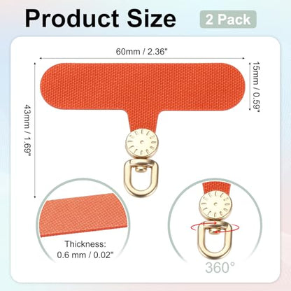 uxcell Rotating Phone Lanyard Tab Ultra-Thin No-Adhesive Phone Tether Patch - color: Gold Dial, Orange Patch
