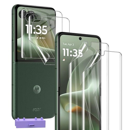 Hydrogel film for Motorola Razr+ Plus 2026 Screen Protector, Flexible TPU, [2 Main Screen +2 Front Screen], Bubble Free Screen Protector for Moto Razr Plus 2026, Clear