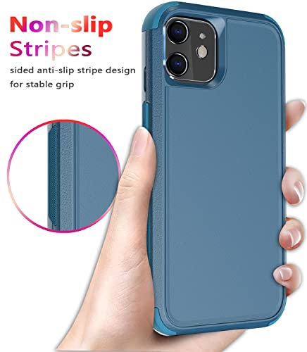 Diverbox for iPhone 11 Case [Shockproof] [Dropproof] [Tempered Glass Screen Protector],Heavy Duty Protection Phone Case Cover for Apple iPhone 11 (Blue-3in1) - color: Blue-3in1