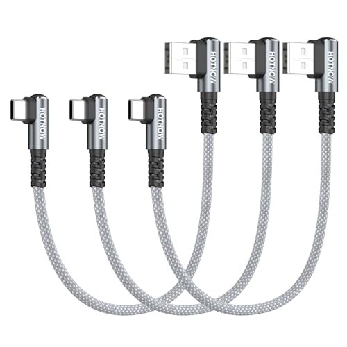 Short Right Angle USB C Cable 1FT 3Pack, USB to USB C Cable 90 Degree - color: Grey+White, size: 1FT