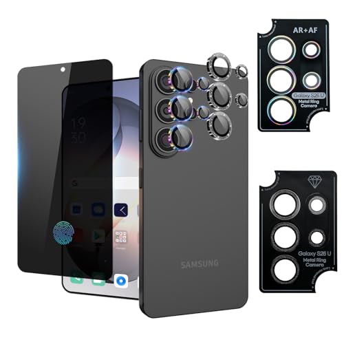 Camera Lens Protector for Samsung Galaxy S26 Ultra, AR Glass Metal Ring - color: Glitter Black