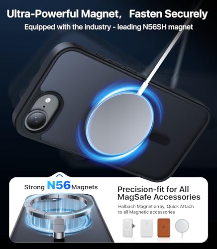 Eastinbox Magnetic iPhone 17e & 16e Case, Matte Protective Case, Black | Shockproof, Compatible with MagSafe, Military-Grade Protection, Anti-Yellowing, Phone Case for iPhone 17 e/16 e 6.1" - color: Black