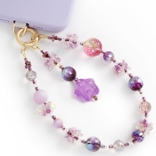 POSADINA Phone Charm for Women, Anti-Theft Phone Wrist Strap, Hands-Free & Detachable Cellphone Lanyard Chain with Tether Tab - color: Amethyst Glow