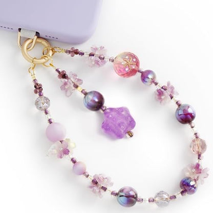 POSADINA Phone Charm for Women, Anti-Theft Phone Wrist Strap, Hands-Free & Detachable Cellphone Lanyard Chain with Tether Tab - color: Amethyst Glow