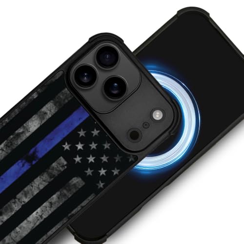 DJSOK Case for iPhone 17 Pro,Compatible with MagSafe,Anti-Scratch Shockproof Case,American Police Flag - color: American police flag, size: IPhone 17 Pro