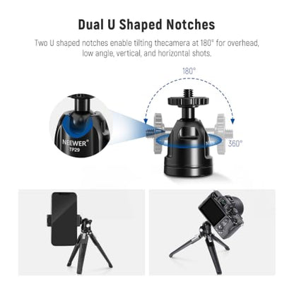 NEEWER Mini Metal Table Tripod with 360° Ball Head, TP29 - style: TP29