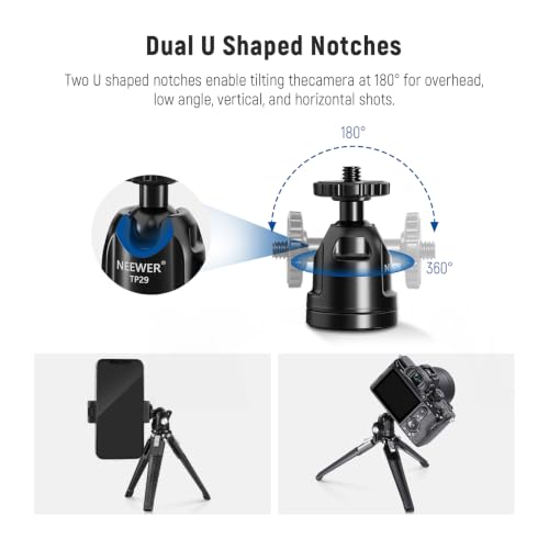 NEEWER Mini Metal Table Tripod with 360° Ball Head, TP29 - style: TP29