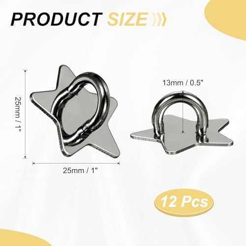 PATIKIL Metal Phone Charm Hook 1", 12Pcs Adhesive Star Shaped Phone Finger Grip Hook Smartphones Keychain Ring Charm Loop for DIY Tablet Case Accessories, Black - color: Black