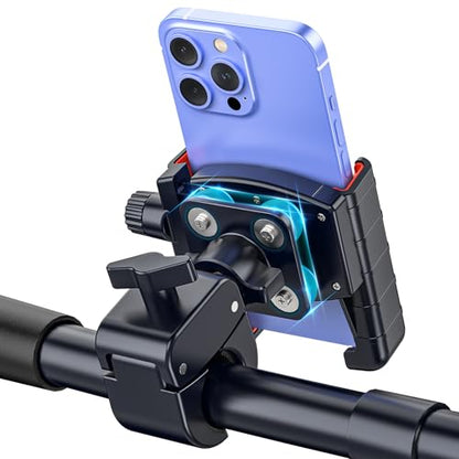 3rd Gen Shockproof Bike Phone Holder, Anti Vibration Motorcycle Phone Mount with Secure Lock, Universal Handlebar Mount for E-Bike, Electric Scooter, Bicycle, ATV, Fits 4.7-7 Inch Phones