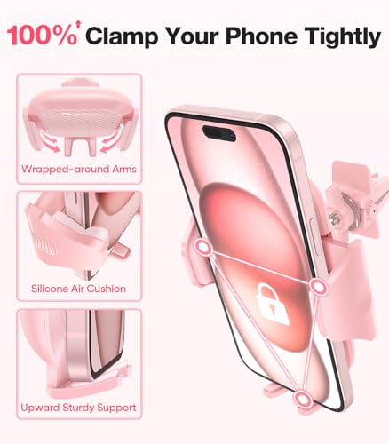 VICSEED Pink Air Vent Phone Holder for Your Car [ Sturdy & Secure ] - color: Pink
