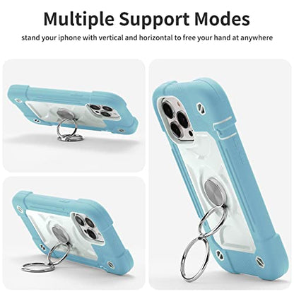 MARKILL Compatible with iPhone 13 Pro Max Case 6.7 Inch with Ring Stand, Heavy-Duty Military Grade Shockproof Phone Kids Cover for iPhone 13 Pro Max - color: Ice Blue, size: iPhone 13 Pro Max 6.7"