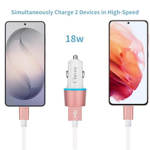 36W Fast USB Car Charger for Samsung A57/A56/A55/A37/A17/A36 Android-Pink - color: Rose Gold