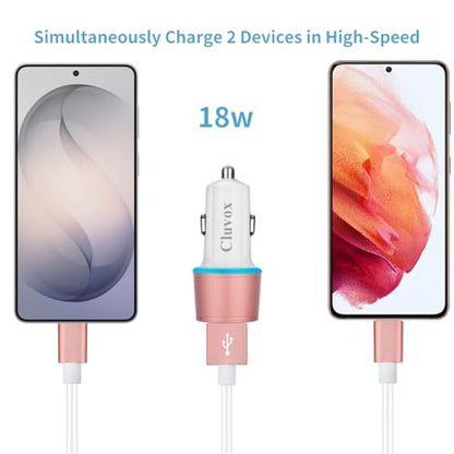 36W Fast USB Car Charger for Samsung A57/A56/A55/A37/A17/A36 Android-Pink - color: Rose Gold