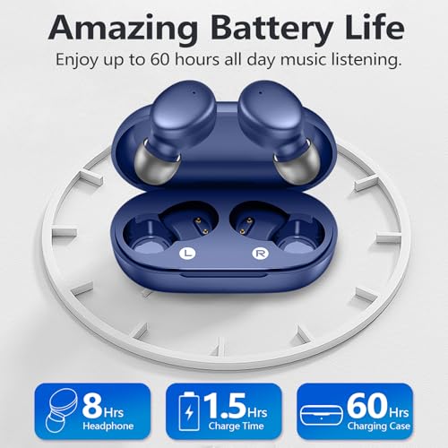 MOZOTER Mini Wireless Earbuds Bluetooth 5.3 in Ear Headphones Headsets - color: Blue