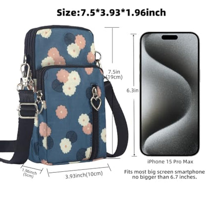 Small Crossbody Bag for Women - Mini Phone Purses with Crossbody Strap and Wallet - Nylon Arm Bag - color: Ab-blue Circle