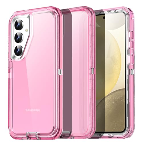 AICase for Samsung Galaxy S24 Case Clear 3 in 1 Heavy Duty Drop Protection Full Body Rugged Shockproof/Dust Proof 3-Layer Military Protective Tough Durable Cover for Galaxy S24 6.2"_2 - color: Hot Pink, size: Samsung Galaxy S24