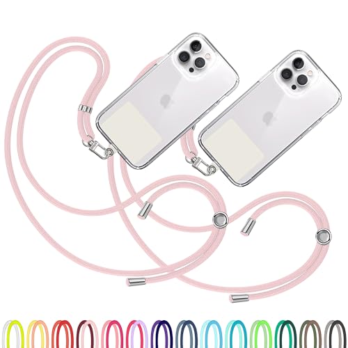 TBOC 2X Cell Phone Lanyard [Light Pink] - Comfortable Universal Smartphone Lanyard - Easy to Use Neck Phone Holder [White Ice Patch] - Adjustable Length Phone Strap Crossbody - Fits All Mobile Phones - color: Light Pink