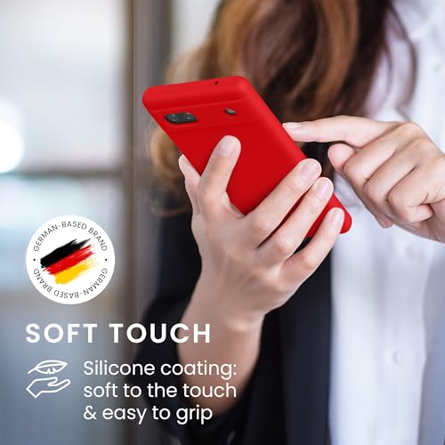 kwmobile Case Compatible with Google Pixel 6a Case - TPU Silicone Phone Cover with Soft Finish - Red - color: red, size: Pixel 6a