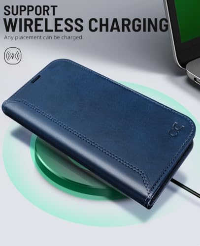 OCASE for iPhone 17e/iPhone 16e Wallet Case, Card Holder, Retro Blue | RFID Blocking, Kickstand, Magnetic Closure, PU Leather Flip Folio, Shockproof TPU Shell, Protective Phone Cover (6.1") - color: Retro Blue