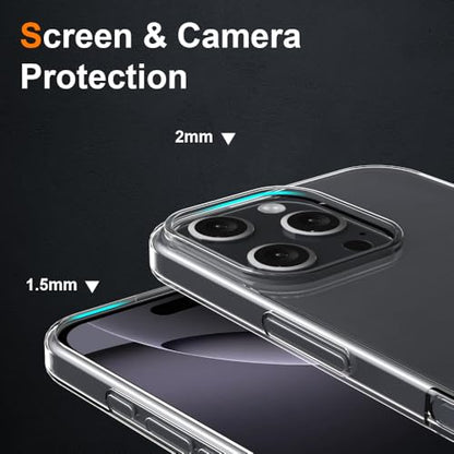 Silicone Clear iPhone 16 Pro Case,Ultra Thin with Comfort Grip | Soft Slim-Fit TPU iPhone 16 Pro Phone Cover,Non-Slip,Shockproof Protection,Scrath-Resistant - size: iPhone 16 pro case