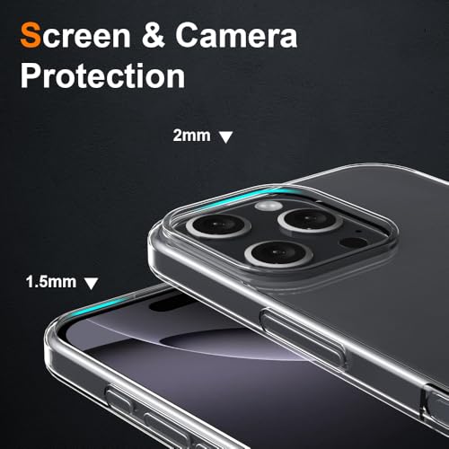 Silicone Clear iPhone 16 Pro Max Case,Ultra Thin with Comfort Grip | Soft Slim-Fit TPU iPhone 16 Pro Max Phone Cover,Non-Slip,Shockproof Protection,Scrath-Resistant - size: iPhone 16 pro max case