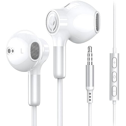 BENEWY Wired Earbuds 3.5mm Magnetic Earphones with Microphone Headphones - color: White