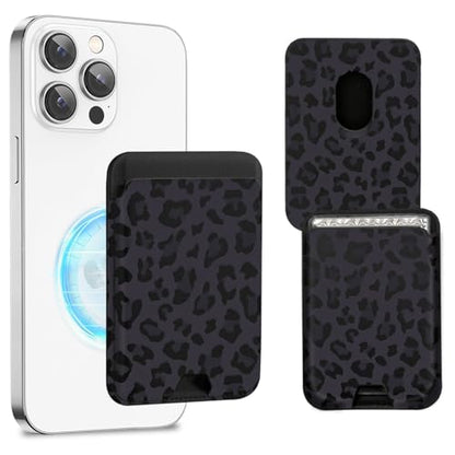 Compatible with Magsafe Cute Wallet Magnetic Card Holder (Leopard) - color: Leopard
