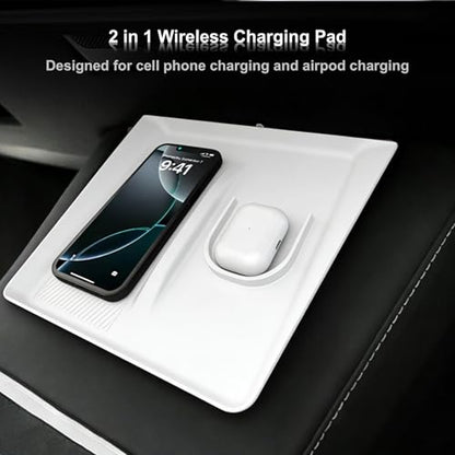 2-in-1 Wireless Charging Silicone Mat Fit for Tesla Model Y Juniper 2025+ - color: Black#2, size: Model Y Juniper