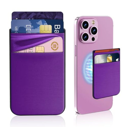 CloudValley Magnetic Wallet Compatible with MagSafe for iPhone 17/16/15/14/13/12 Series, 5 Card Stick on Back of Phone Credit Cards& ID Card Cell Phone Card Holder for Phone Case with Mag-Safe, Purple - color: DarkPurple