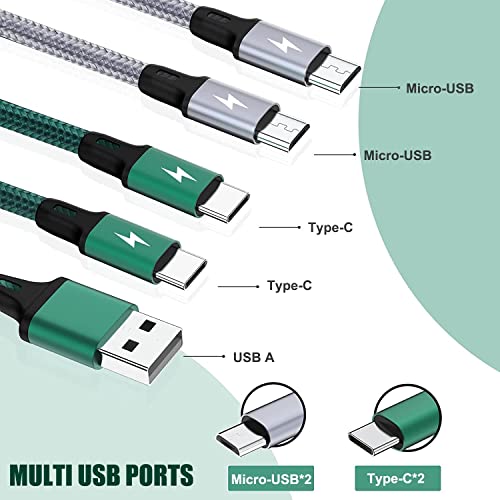 MJXIANG 2-Pack Multi Charger Cable 4 in 1, 4FT Braided Fast Charging 3A
