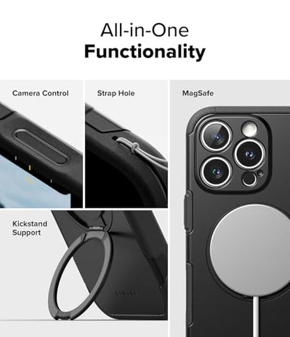 Ringke for iPhone 16 Pro Case [Alles Black] | Compatible with MagSafe, 360° Rotating Kickstand, Camera Control Capture Button Protection, Powerful Magnet - color: Black, size: iPhone 16 Pro