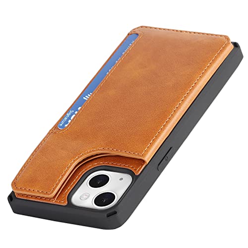 Cavor for iPhone 14 Wallet Case with Card Holder for Women, Light Brown - color: B-Light brown