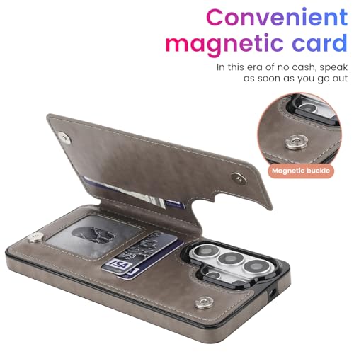 PASNEW S26 Ultra Wallet Case,6.9 inch,Gray | Card Holder, Floral Double Magnetic, PU Leather, Kickstand, Flip Cover - color: Gray, size: S26Ultra【6.9"】