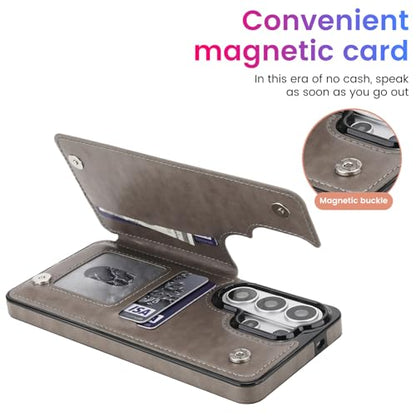 PASNEW S26 Ultra Wallet Case,6.9 inch,Gray | Card Holder, Floral Double Magnetic, PU Leather, Kickstand, Flip Cover - color: Gray, size: S26Ultra【6.9"】