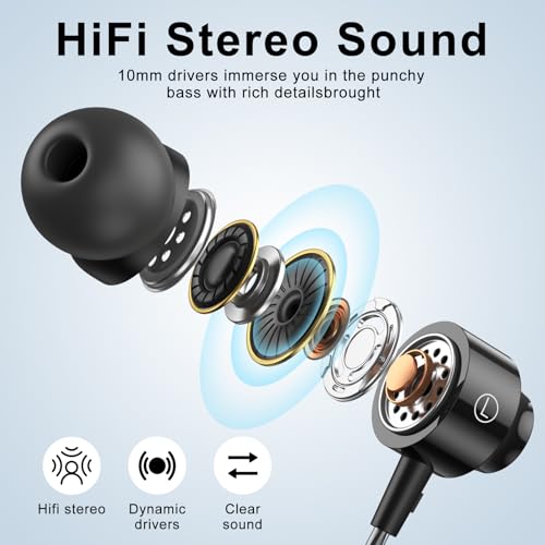 USB C Headphones for Samsung Galaxy S24 S23Ultra FE S22, USB C Earphones Wired with Mic Stereo Type C Headphones Magnetic in-Ear Type C Earbuds for Galaxy A55 A16 A35 ipad iPhone 16 15