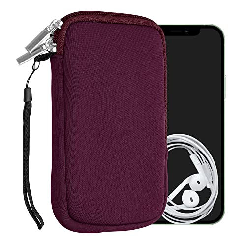 kwmobile Universal Phone Pouch Size L - 6.5" - Neoprene Smartphone Pouch with Zip - Water-Repellent Mobile Phone Case - Sleeve in Berry - color: berry, size: L - 6.5"