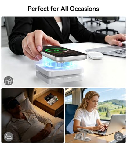 Wireless Charger for iPhone, 3-in-1 Magnetic Charging Station for Apple - color: White