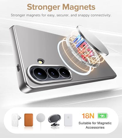 Ultra Thin Case for Samsung Galaxy S26, Silky Touch Anti-Fingerprint, Slim Hard PC Matte Cover Compatible with Mag-Safe Anti-Scratch Shockproof Protective Cases for Samsung S26 5G (Silver) - color: Silver