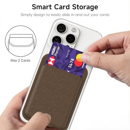 oakxco Phone Wallet Stick On, Slim Thin Adhesive ID Credit Card Holder Wallet Pocket Back of Phone Case, Hard Shell Plastic Sleeve Sticky Card Wallets Pouch for iPhone Samsung Pixel, Brown Fall - color: Brown