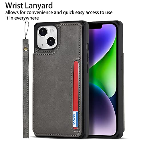 Cavor for iPhone 14 Wallet Case with Card Holder for Women, Grey - color: B-Grey