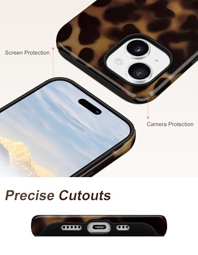Jusy Magnetic Brown Tortoise Shell Phone Case for iPhone 16 Pro Max,Amber | Compatible with MagSafe,Cute Aesthetic Cheetah Leopard Design,TPU and PC Protective Shockproof Cover - color: Amber