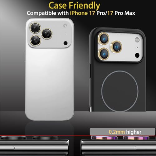 Camera Lens Protector for iPhone 17 Pro/17 Pro Max, Glitter Gold - color: Glitter Gold