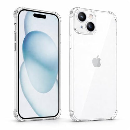 Clear Case for iPhone 13, 14, 15, Shockproof TPU Slim Transparent Phone Case, Anti-Yellow Protective Cover, Lightweight Scratch Resistant