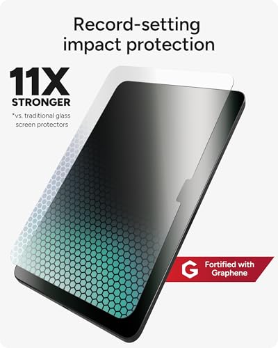 ZAGG XTR4 Screen Protector for iPad 11-inch (A16) & iPad 10.9-inch (10th Gen) – 11X Stronger with Graphene, Blue Light Filtration, Anti-Reflective, EZ Apply Tray, Recycled Glass - size: iPad 11-inch (A16) / iPad 10.9-inch (10th Gen)