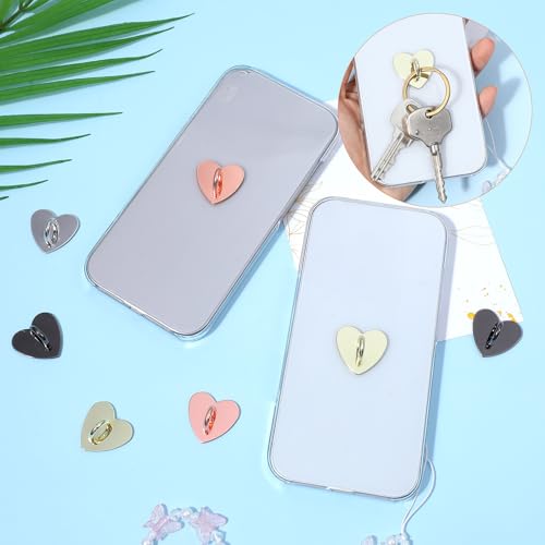 8 Pcs Phone Charm Hook, Cell Phones Charm Finger Rings Adhesive Metal Phones Finger Grip Loop Stand Heart Charms for DIY Phone Case Pad Tablet Supplies - color: Multicolor