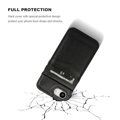 KIHUWEY for iPhone 17e/16e Wallet Case Card Holder Kickstand, Black | Credit Card Slots, PU Leather, Magnetic Clasp, Flip Heavy Duty Protection Cover for Men and Women - color: Black